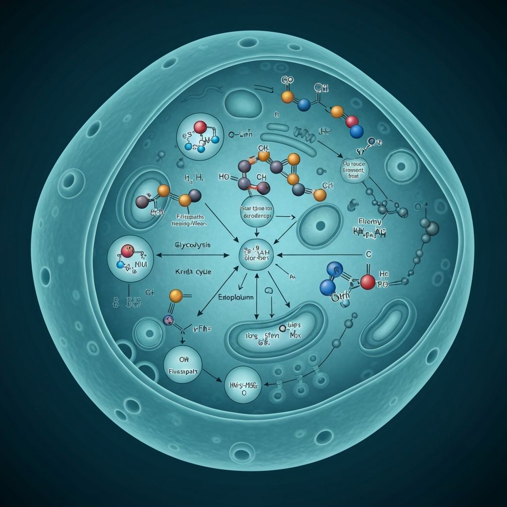 Scientific representation of metabolic processes in cells