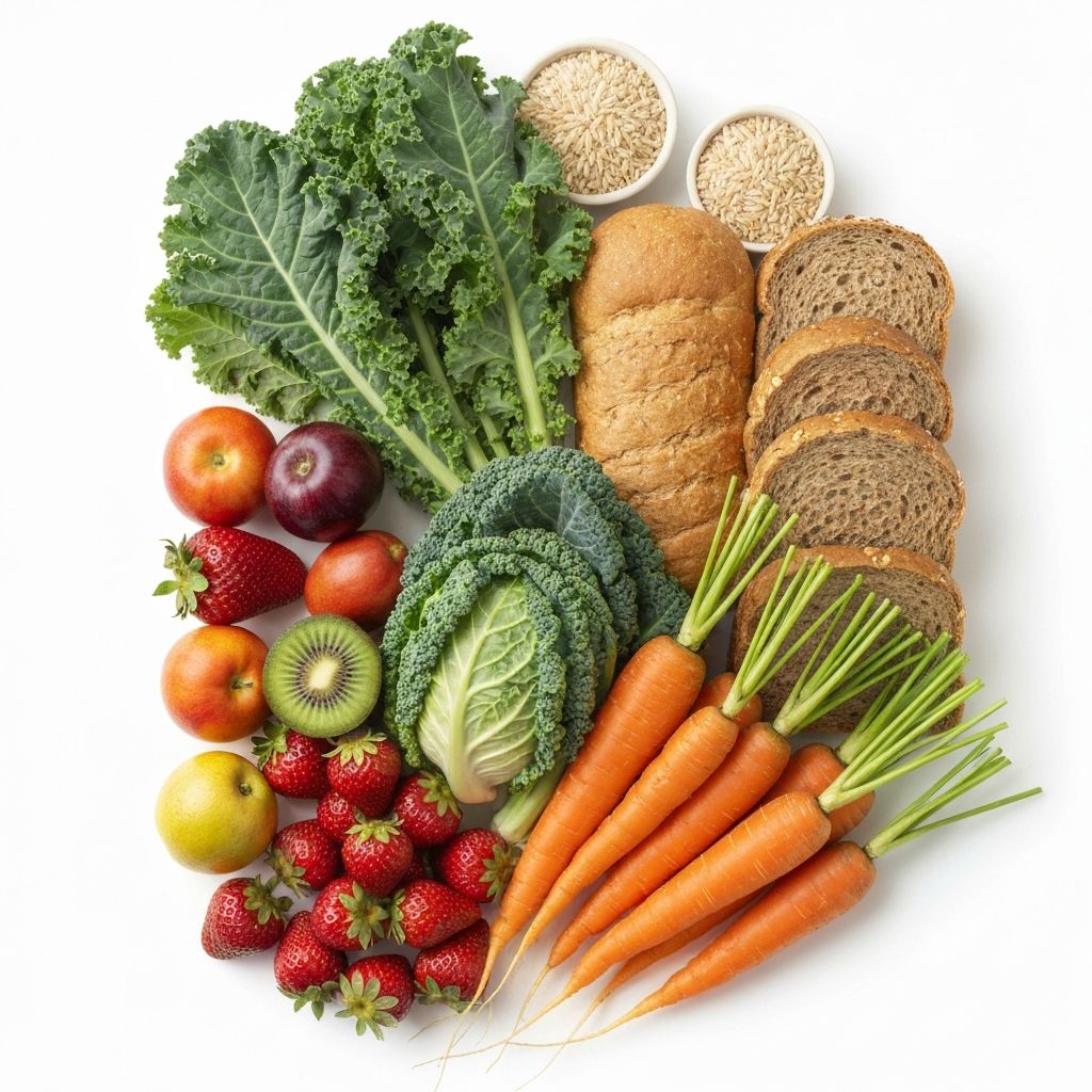 Colorful variety of fruits and vegetables containing diverse nutrients